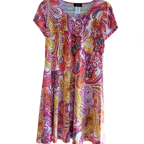 MSK PAISLEY S/S SWING DRESS SIZE S - Picture 1 of 3